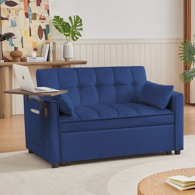 VYNXARIA Chic Blue Pull-Out Sofa Bed: Ideal for Small Spaces