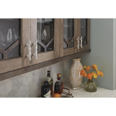 Polished Nickel Modern Bar Cabinet Pull with Mounting Hardware