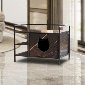 FURNIinspire Cat Litter Box Furniture with a Barn Door Hidden Litter Box with Open Storage Spaces,30.3"*21.2"*23.2" - 1 of 4