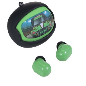 Monster Jam Grave Digger Active Noise-Canceling True Wireless Earbuds, Built-In Mic, Charging Case, 5H Playtime - 1 of 3