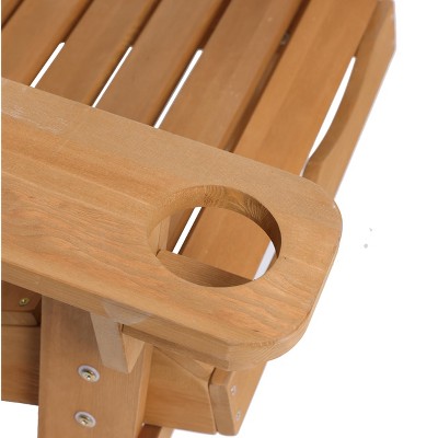 Natural Wood Adirondack Chair with Cup Holder