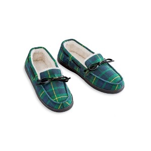 Collections Etc Plaid Moccasin Slippers - 1 of 4