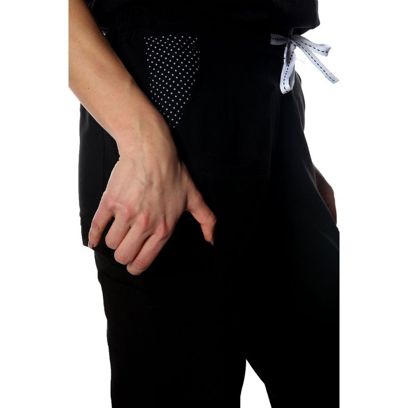 Members Only Women's Jogger Cargo Scrub Pants With 2X1 Rib Bottom Leg (Printed Waist Pocket Bags), 4 of 7
