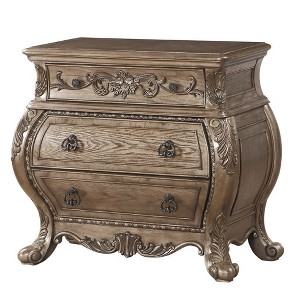 Royal Hampton Nightstand, 3 Drawers with Antique Handles, Scrolled Legs, Vintage Oak Brown - 1 of 4