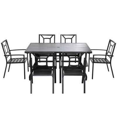 7pc Dining Set - Black - NUU GARDEN