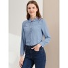 INSPIRE CHIC Women's Point Collar Long Sleeve Swiss Dots Button Down Shirt - 3 of 4