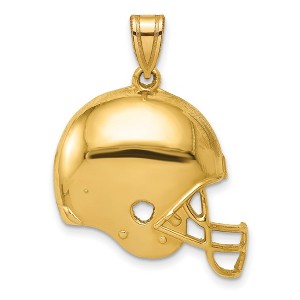 Black Bow Jewelry 14k Yellow Gold Polished Football Helmet Pendant, 25mm - 1 of 4