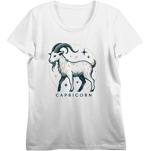 Capricorn Zodiac Goat  Adult Crew Neck Short Sleeve Tee - 1 of 3