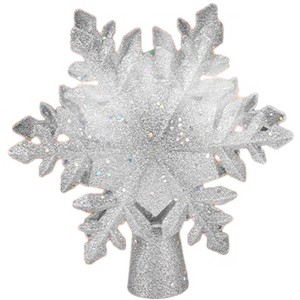 Aoibox Christmas Tree Topper Silver Star 6 Projection Modes LED Rotating Projector 3D Snowflake 1 Piece Holiday Decoration - 1 of 4