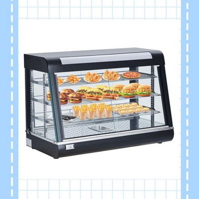 Garvee Commercial Food Warmer - 14-Inch 3-Tier Countertop Pizza Warmer with LED Lighting, Temperature Control, and Removable Shelves