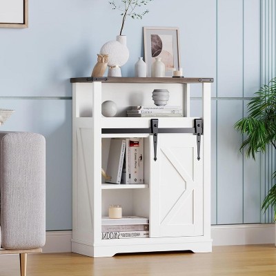 Bathroom Floor Cabinet, Bathroom Freestanding Storage Organizer, Samll Side Cabinet with Doors and Adjustable Shelves