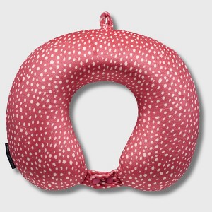 French Connection Memory Foam Travel Neck Pillow with Washable Cover - Luxury Neck Pillows for Travel (Polka Dot) - 1 of 4