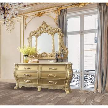 74" Cabriole Decorative Storage Drawer Gold Finish - Acme Furniture