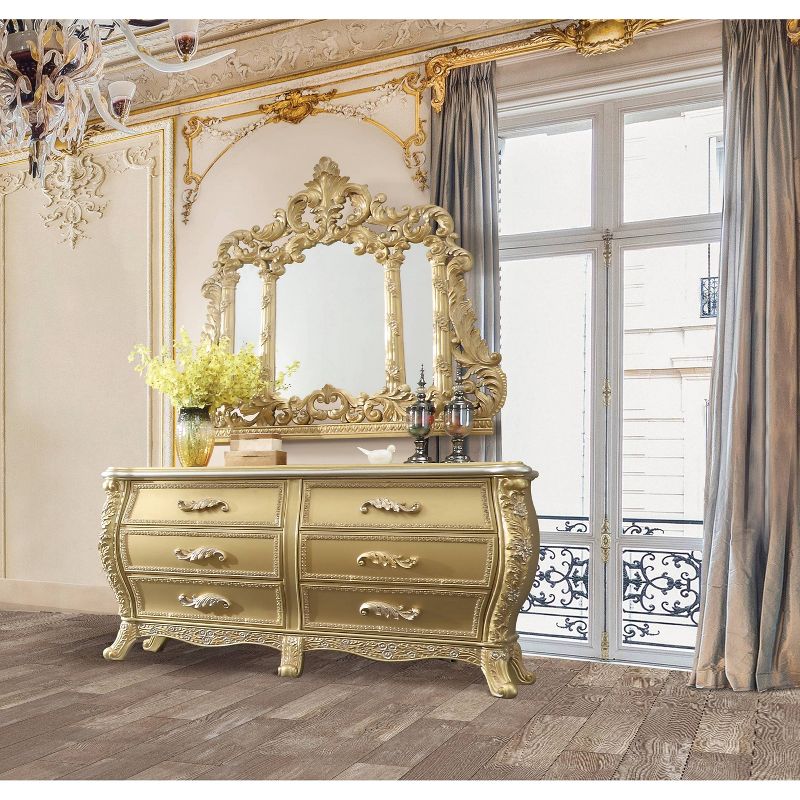 74&#34; Cabriole Decorative Storage Drawer Gold Finish - Acme Furniture, 1 of 7