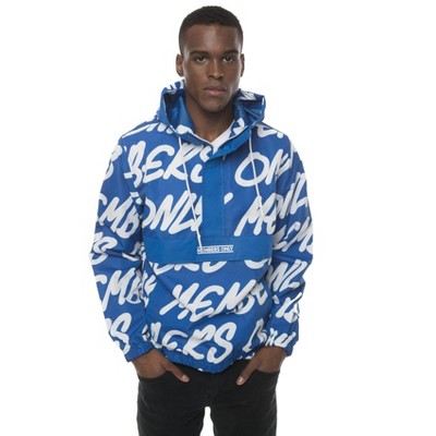 Members Only Print Lightweight Windbreaker Jacket for Men with Hood & Half Zip Closure