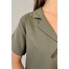 Women's Linen Short Sleeve Tie Front Collared Blouse - nlt - 3 of 4