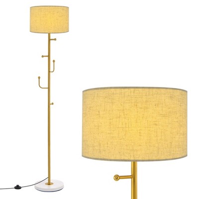 Tangkula Floor Lamp with Coat Rack 5 Hooks Foot Switch Weighted Base Bedroom Living Room