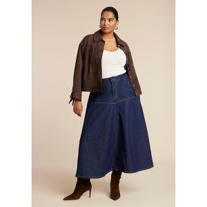 ELOQUII Denim Maxi Skirt With Seam Detail - 1 of 4