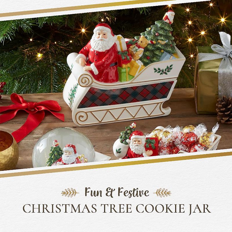 Spode Christmas Tree Santa In Sleigh Cookie Jar, 13.5 Inch, 2 of 10