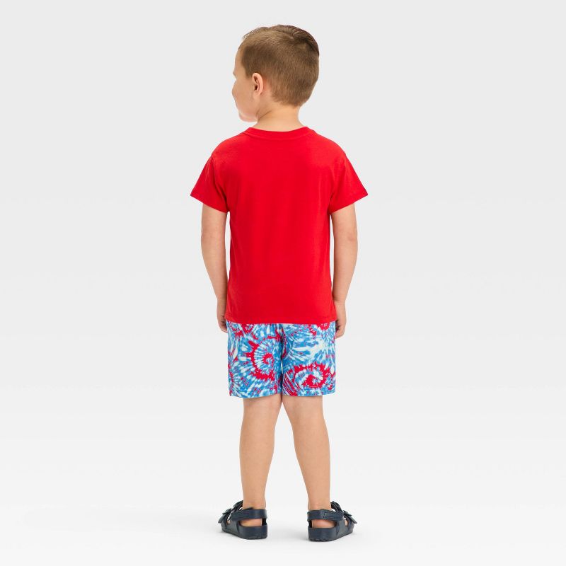 Toddler Boys&#39; Short Sleeve Dino Jersey and French Terry Set - Cat &#38; Jack&#8482; Red, 3 of 6