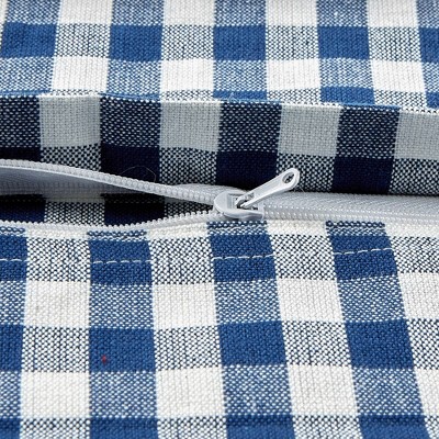 Navy and Off-White Cotton Gingham Pillow Covers Set of 4
