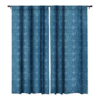 Sewzinski Striped Circle Squares Blue Set of 2 Panel Blackout Window Curtain - Deny Designs