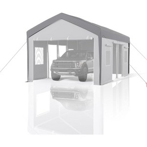 Carport Replacement Canopy Cover - Waterproof, UV-Resistant & Wind-Resistant 220G PE Fabric - Gray (Cover ONLY, Frame NOT Included) - 1 of 4