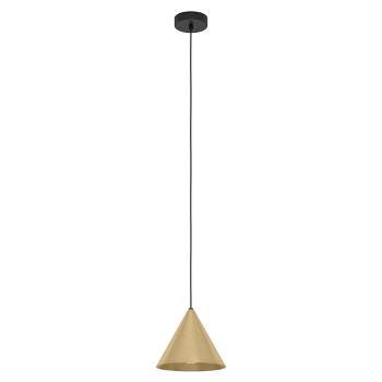 1-Light Narices Mini Pendant Structured Black Finish with Brushed Brass Metal Shade - EGLO