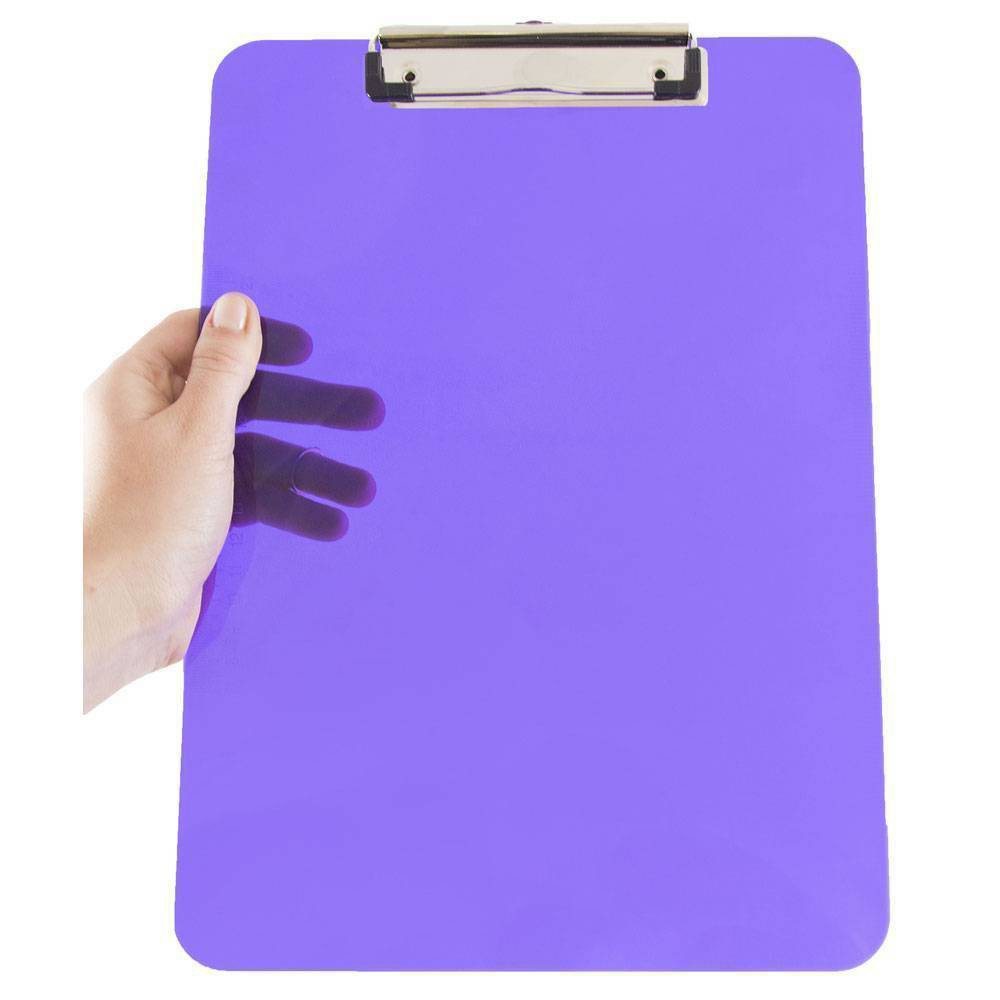 JAM Paper 9" x 12 1/2" Plastic Clipboards with Low Profile Metal Clip - Letter Size - Violet