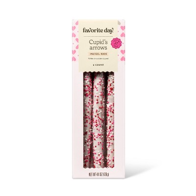 Valentine's Pretzel Rods Dipped in White Chocolate with Nonpareils - 4.4oz - Favorite Day™