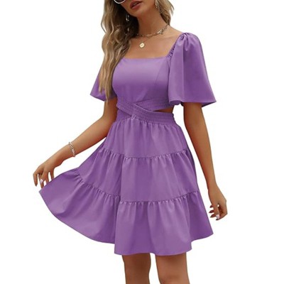 LEVEN SIXTEEN Crossover Waist Cut-Out Mini Summer Dress