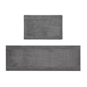LunaLulinlk Gray 100% Cotton Tufted 3000 GSM Reversible Bath Rug Charcoal 21x34" - 1 of 4
