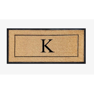 A1HC Natural Coir and Rubber Backing Monogrammed Door Mat, Anti-Shed Entry Doormat