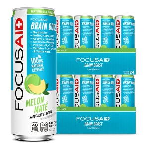 FOCUSAID Melon Mate' Nootropics Blend, Zero Sugar, 100mg Natural Caffeine, Alpha-GPC, GABA, No Artificial Sweeteners, 12 Fl Oz (Pack of 24) - 1 of 4