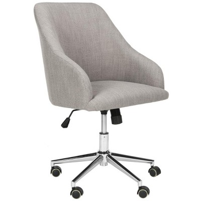 Transitional Gray Linen Swivel Office Chair with Chrome Legs