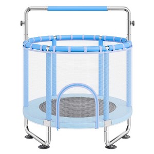 VEVOR 55" Kids Trampoline, 4.6FT Indoor Outdoor Trampoline with Safety Enclosure Net and Basketball Hoop, Gifts Toys for 3+ Years Children, Blue - 1 of 4