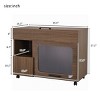 Modern Hidden Cat Litter Box Enclosure With Storage,Flip-Up Door And Wheels,Multi-Functional Side Table Nightstand For Cats-LAOTIES - 2 of 4