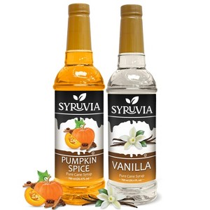 Syruvia Variety Pack - Pumpkin Spice & Vanilla Syrup 25.4 Fl oz (2-Pack) - 1 of 4