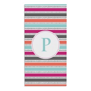Personalization Mall Hot Pink Pattern Initial Beach Towel - 1 of 2
