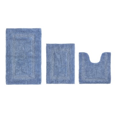 Lux Premium 100% Cotton  Ultra-Soft Tufted Solid Reversible 3 Piece Bath Rug Set, Water-Absorbent, Durable, Machine Washable Bathroom Rug