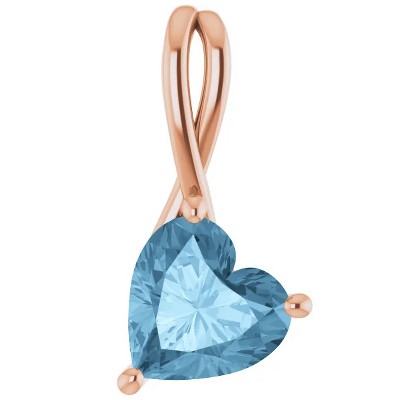 Pompeii3 2ct Blue Topaz Women's Heart Pendant in 14k Gold Necklace 6mm Tall