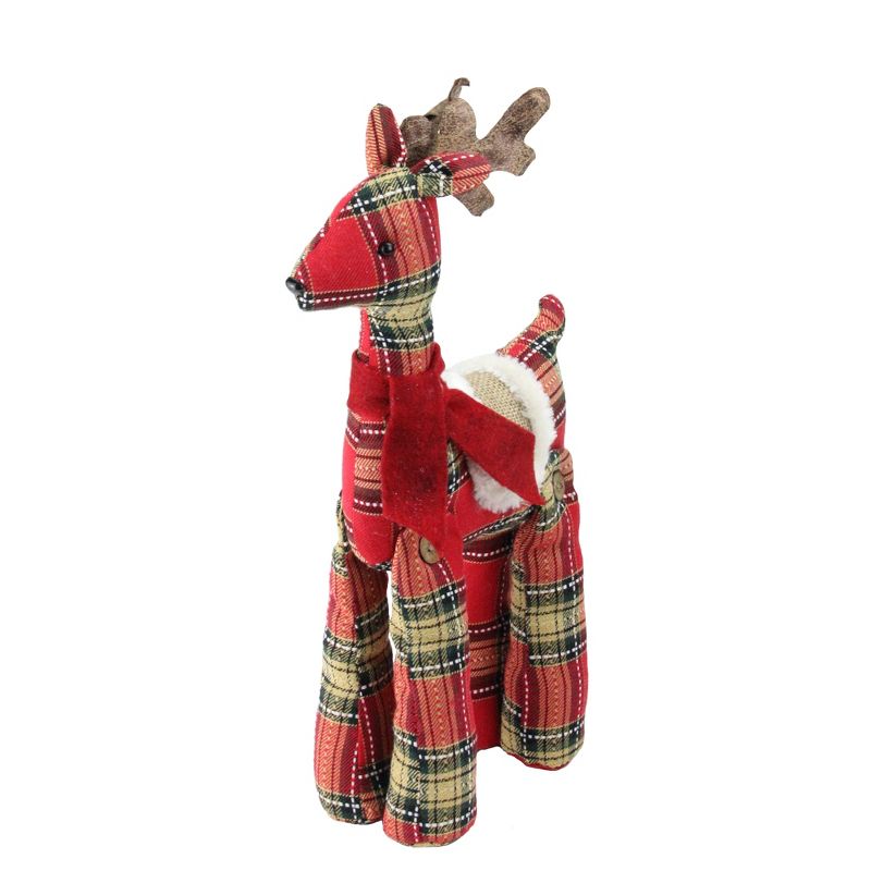 Northlight 16.5" Red and Brown Plaid Standing Reindeer Christmas Decoration, 2 of 3