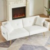 TiramisuBest Convertible 3-in-1 Velvet Sofa Bed, Sleeper Loveseat Chaise Lounge with Adjustable Backrest for Living & Small Spaces (Beige) - 3 of 4