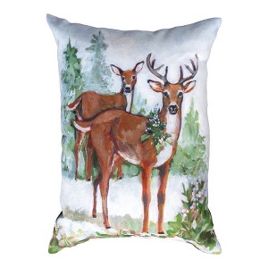 Seasonal Accent Pillow – Two Deer 18x13 Inch Climaweave by Manual Woodworkers and Weavers - 1 of 3