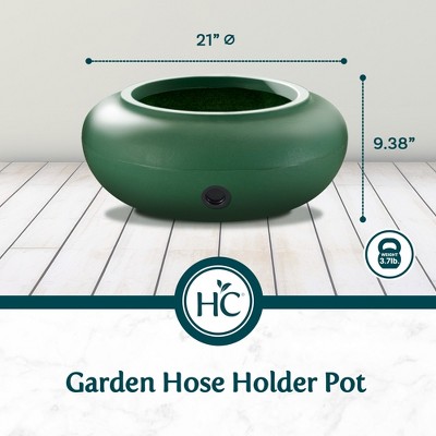 Grassy Green 21 Inch Round Plastic Garden Hose Storage Pot