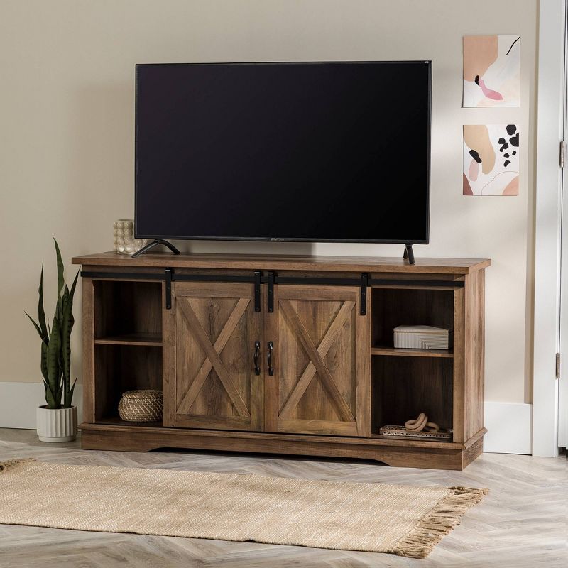Modern Transitional Sliding Barndoor TV Stand for TVs up to 65"- Saracina Home, 3 of 27