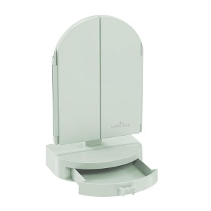 Impressions Vanity Darling Arch Trifold LED Tri-Tone Makeup Mirror With Drawer - 1 of 4