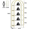 Jojoka 5-Tier Arched Bookshelf, Tall Wood Bookcase with Metal Frame, Modern Storage Rack for Living Room, Bedroom, or Home Office，Gold+White - 2 of 4