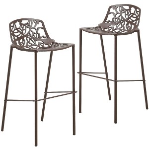 LeisureMod Devon Modern Aluminum Bar Stool – Mid-Century Counter Stool with Backrest and Powder-Coated Legs for Kitchen or Dining Set of 2 - 1 of 4