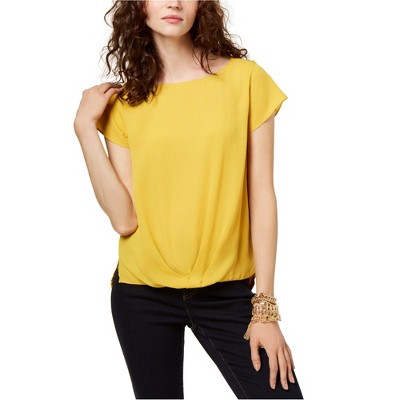 I.N.C International Concepts Womens Solid Pullover Blouse, Yellow, X-Small